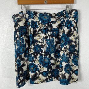 LOFT linen blend floral mini skirt